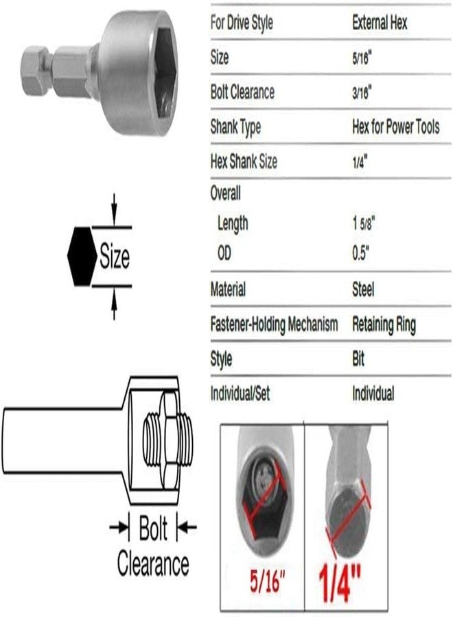 UPTODATETOOLS 10-Piece Hex Magnetic Power 8mm 5/16 Socket Adapter Drill Bit Nut Driver Set 1/4 inch Hex for Power Tools - Image 2